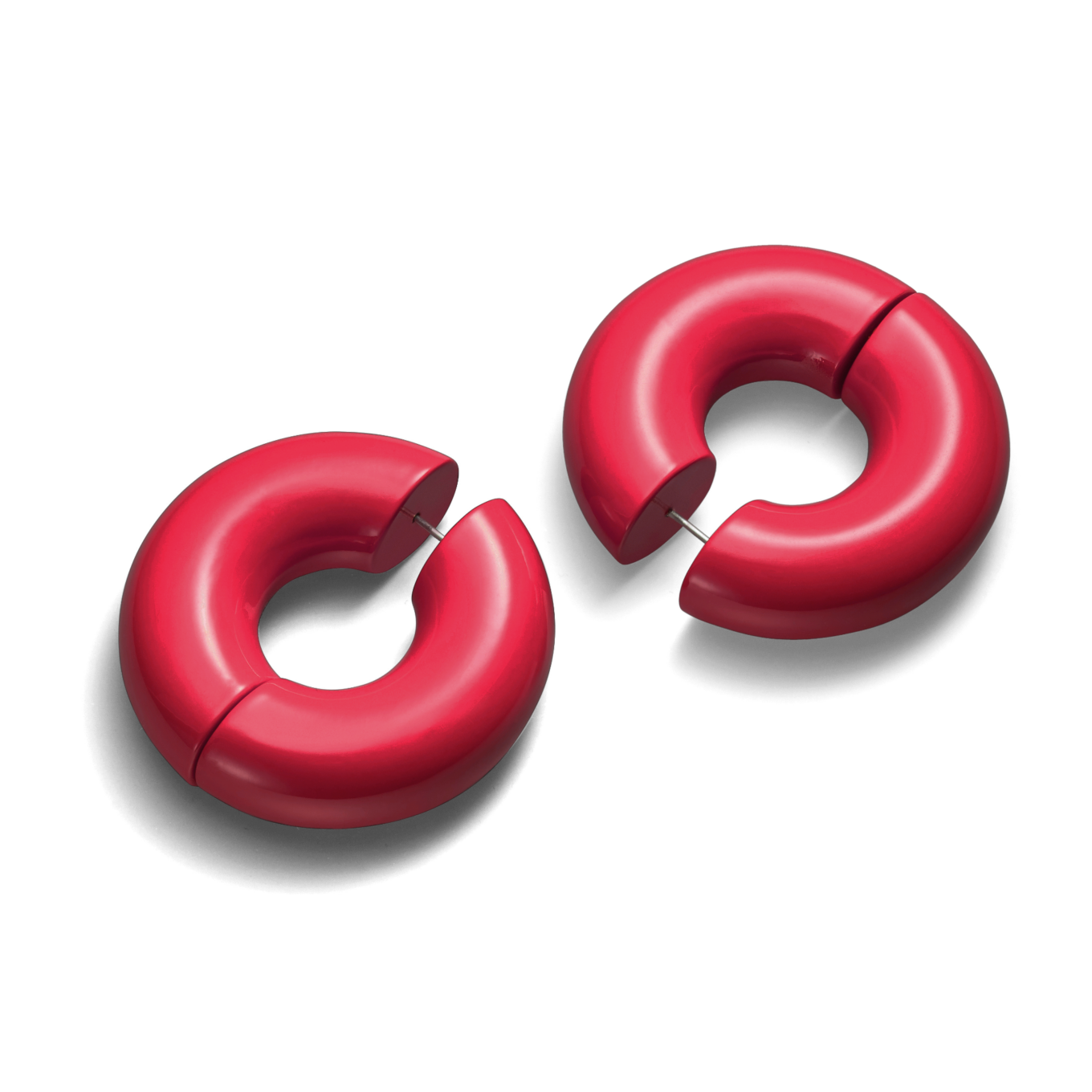 Pantone Red Large Stratus Hoop Earrings in lacquered wood from Uncommon Matters
