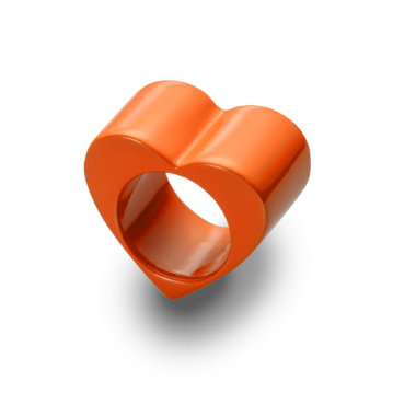 Deep Orange Vertex Ring in lacquered wood from Uncommon Matters jewelry brand