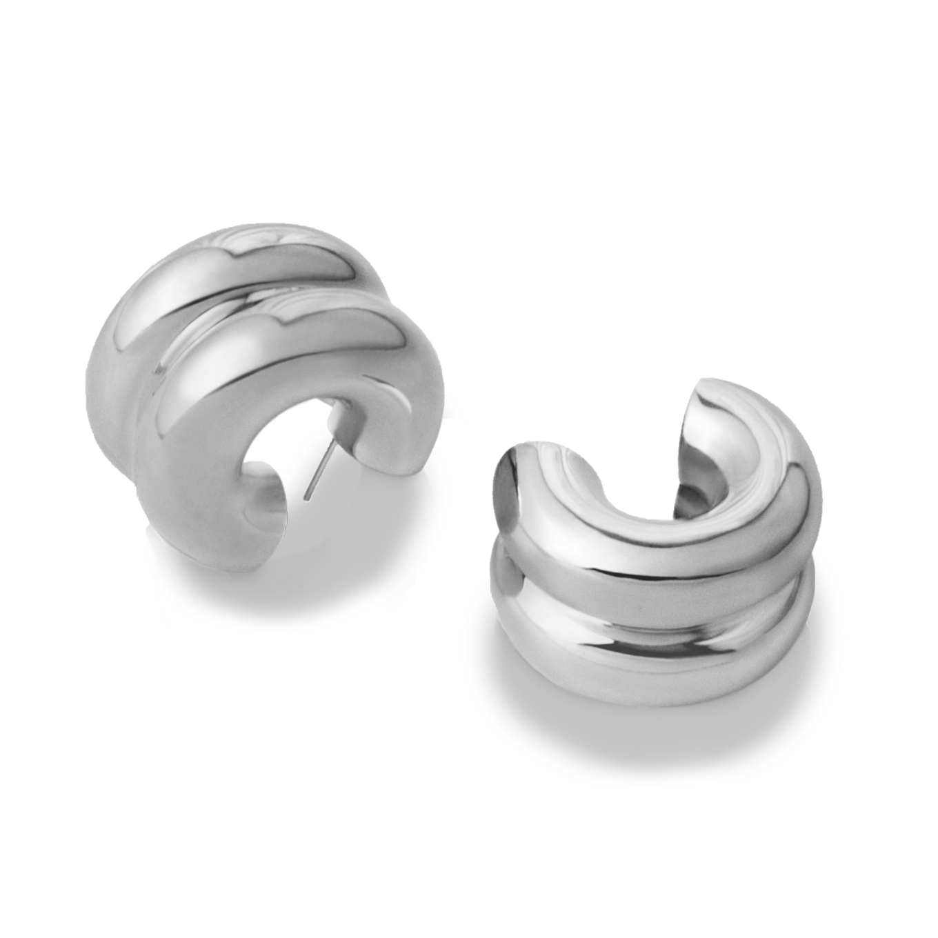 TBOEA04-Billow Earrings - Silver