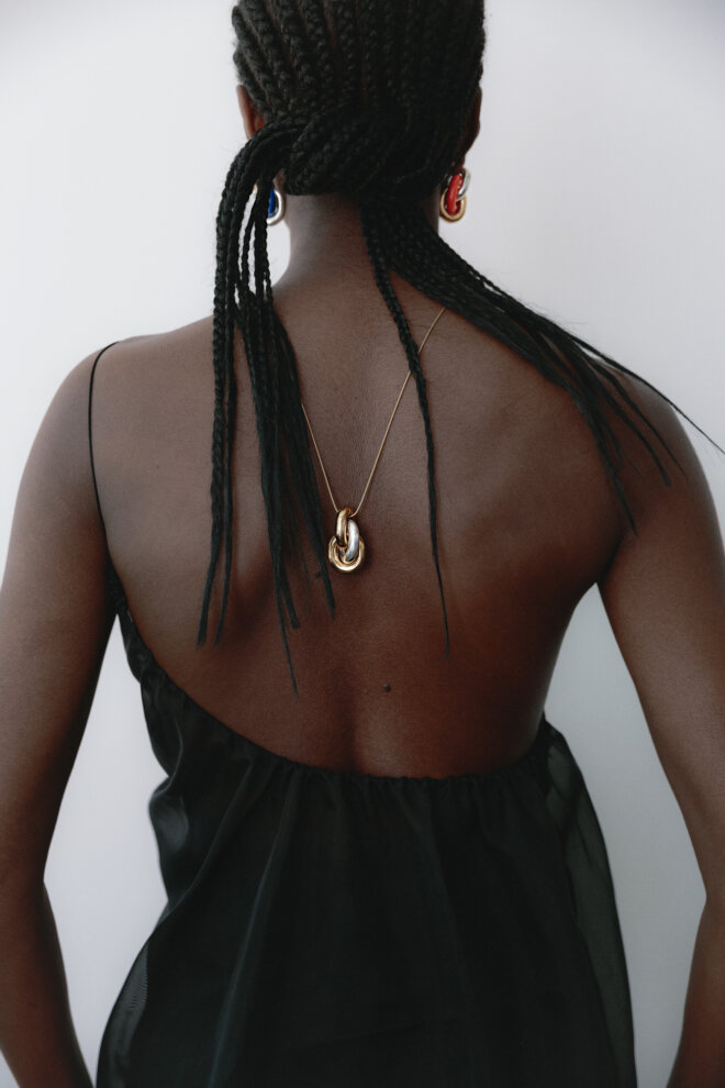 Silver and Gold Strato Lungo Necklace Uncommon Matters Classic Collection